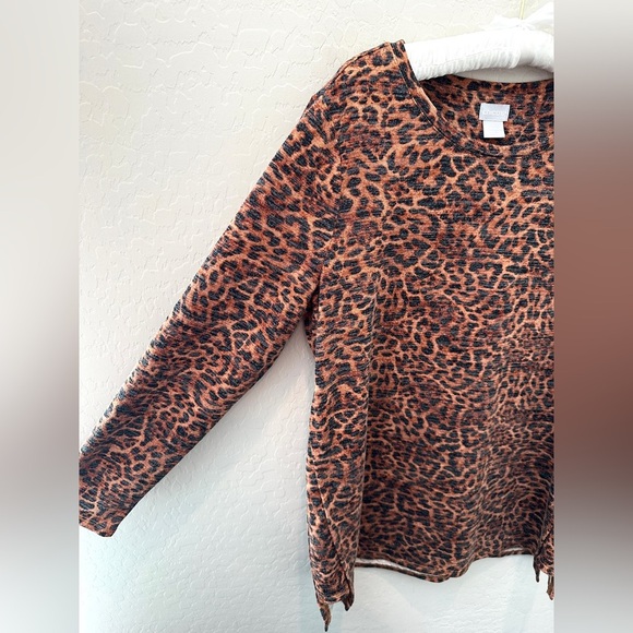 CHICO’S | Brown Animal Print Soft Chic Contemporary Comfy Tunic Top | Large - Picture 4 of 7